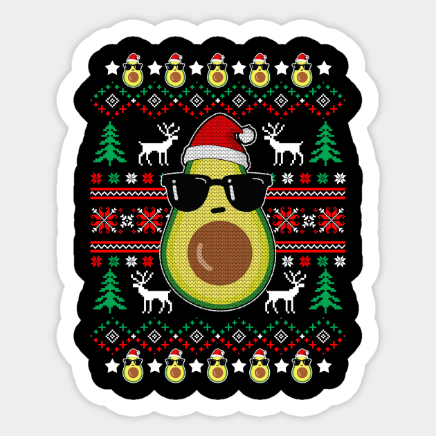 Cute Avocado Ugly Sweater Fruit Vegan Christmas Gift Sticker by Dunnhlpp